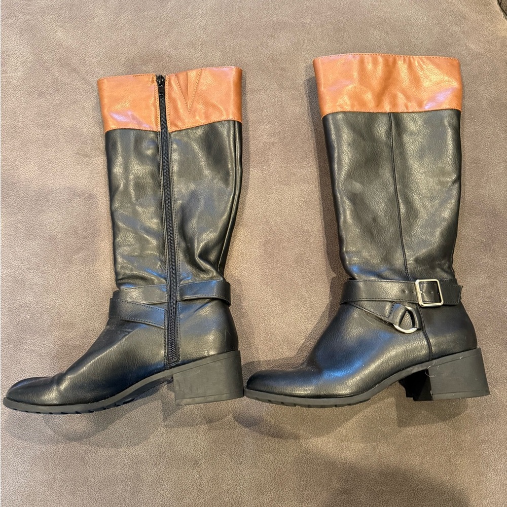 Style & co and Brown and black riding boots women’s size 6 - Picture 2 of 13